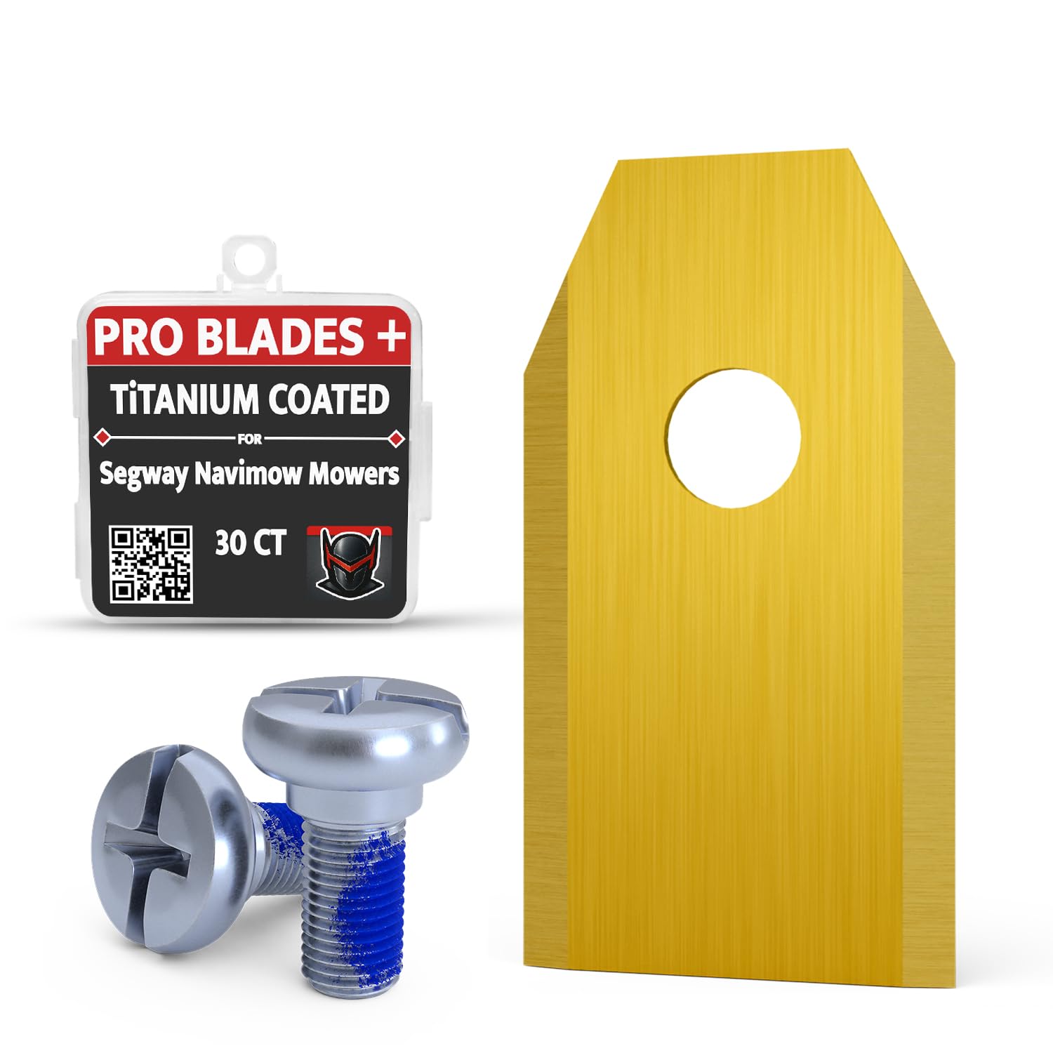 Pro Blades + Replacement Robotic Mower Blades (Titanium Coated) for Segway Navimow: Pack of 30