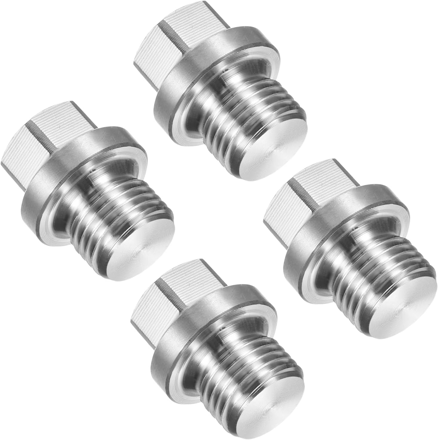 PATIKIL M10 x 1.5 Male Pipe Plug 4 Pcs Oil Drain Plug 304 Stainless Steel Metric Hex Flange Socket Solid Pipe Fitting for Hydraulic Oil Seal