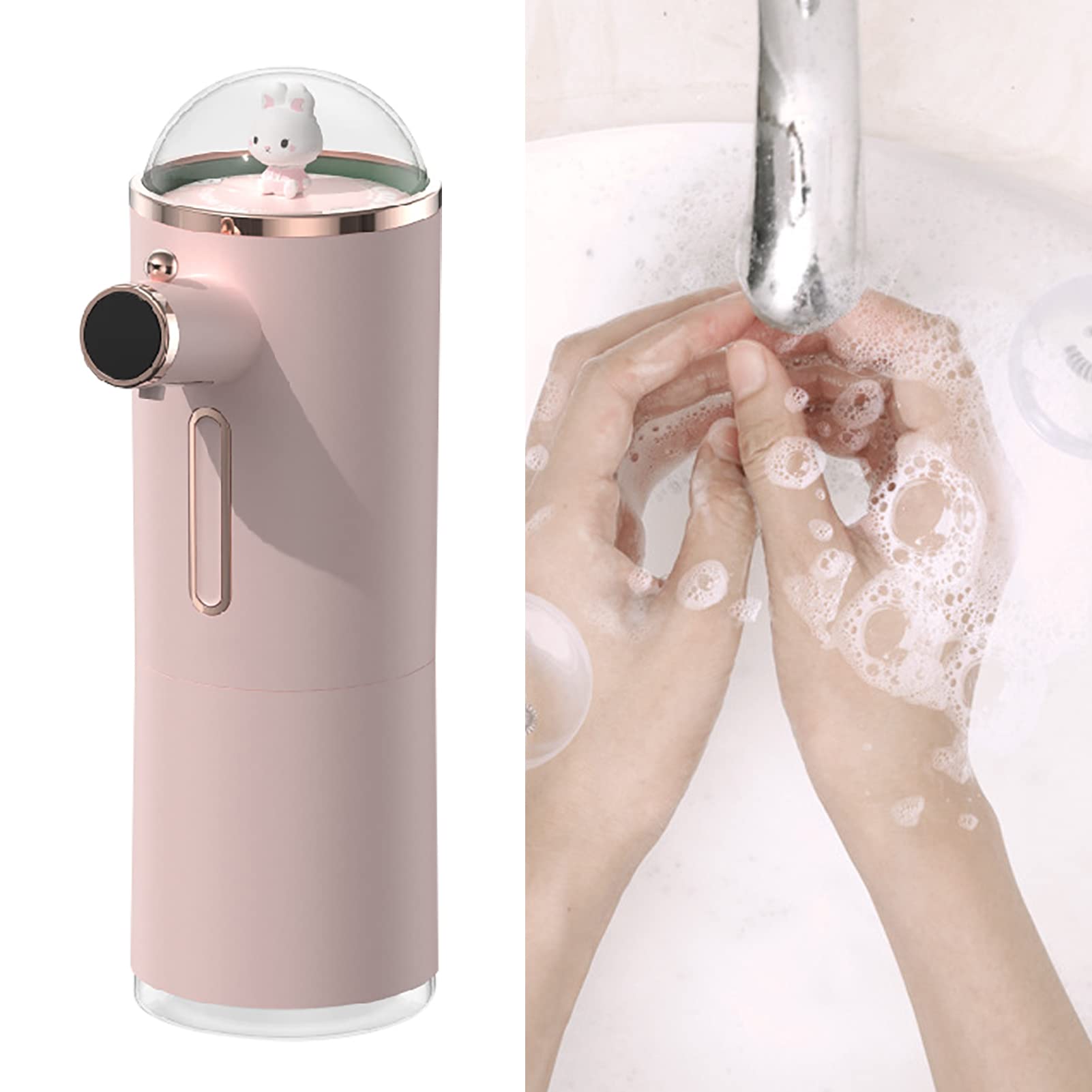 Distributore di Sapone Automatico in Schiuma Carino Simpatico Sensore a Infrarossi Intelligente Impermeabile Ricaricabile Senza Touchplepspispens Automatico di Sapone Tomatico Rosa Displa in Schiuma