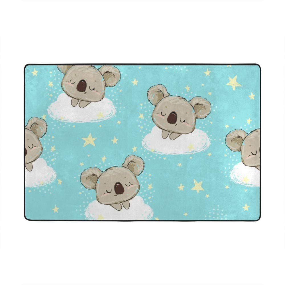 Tapis koala bleu Ruchen grand format 152x99cm en velours corail doux