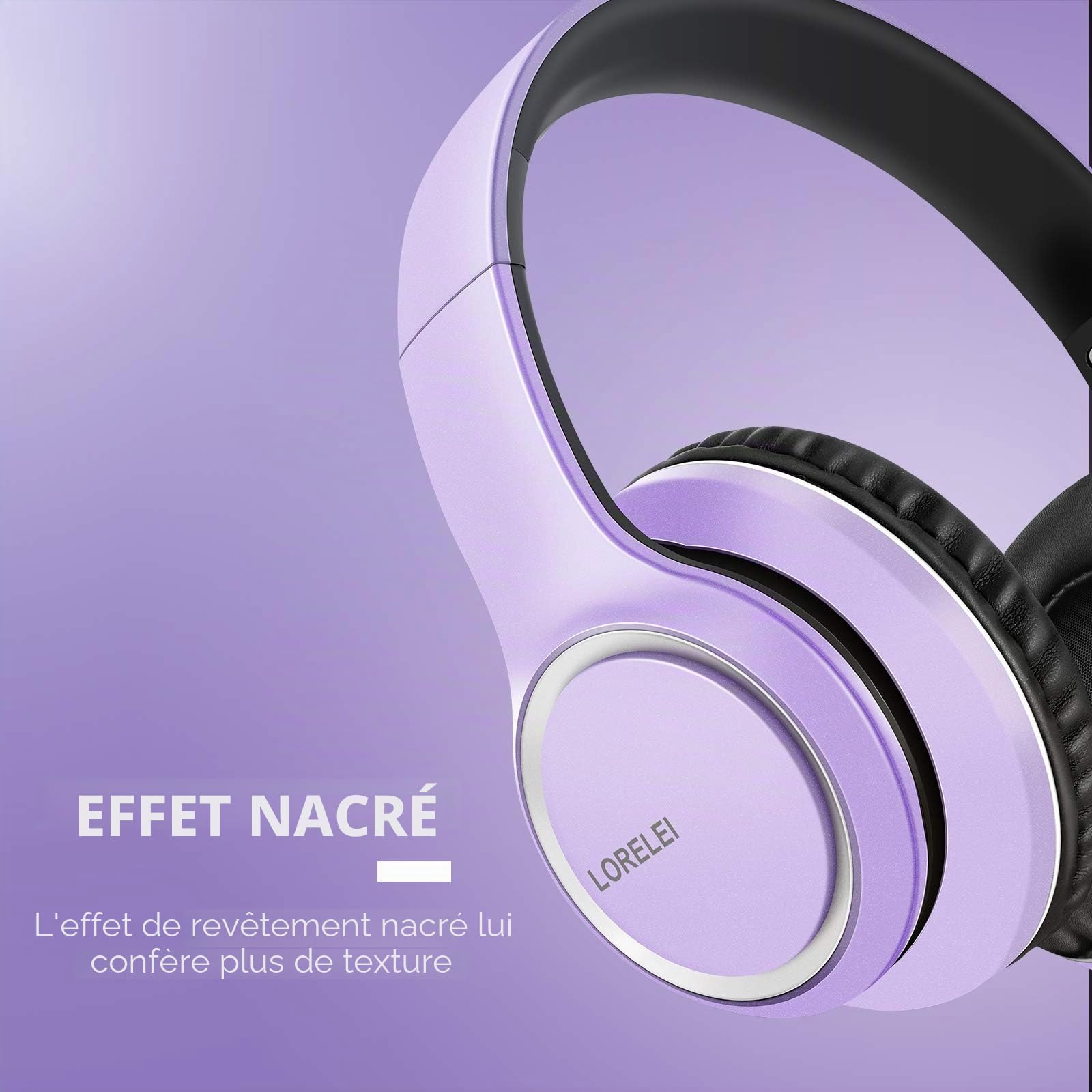 Lorelei X8 Casque Filaire mic 1,45 m Nylon Anti-nœuds 3,5 mm, léger Pliable Portable Smartphone Tablette Ordinateur MP3/4 (Violet foncé)