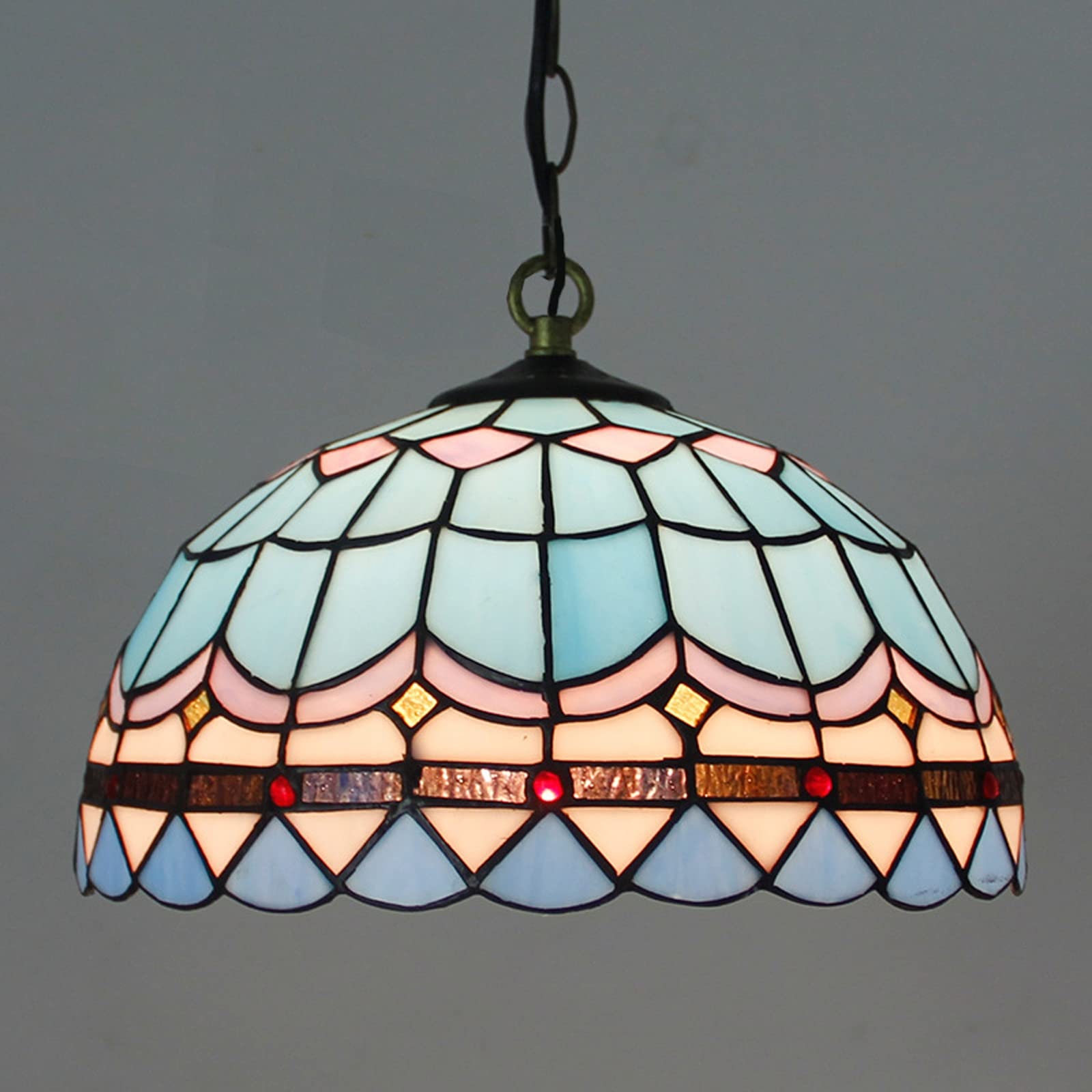 Lustre Tiffany anti-éblouissement : suspension vitrail pour salon apaisant