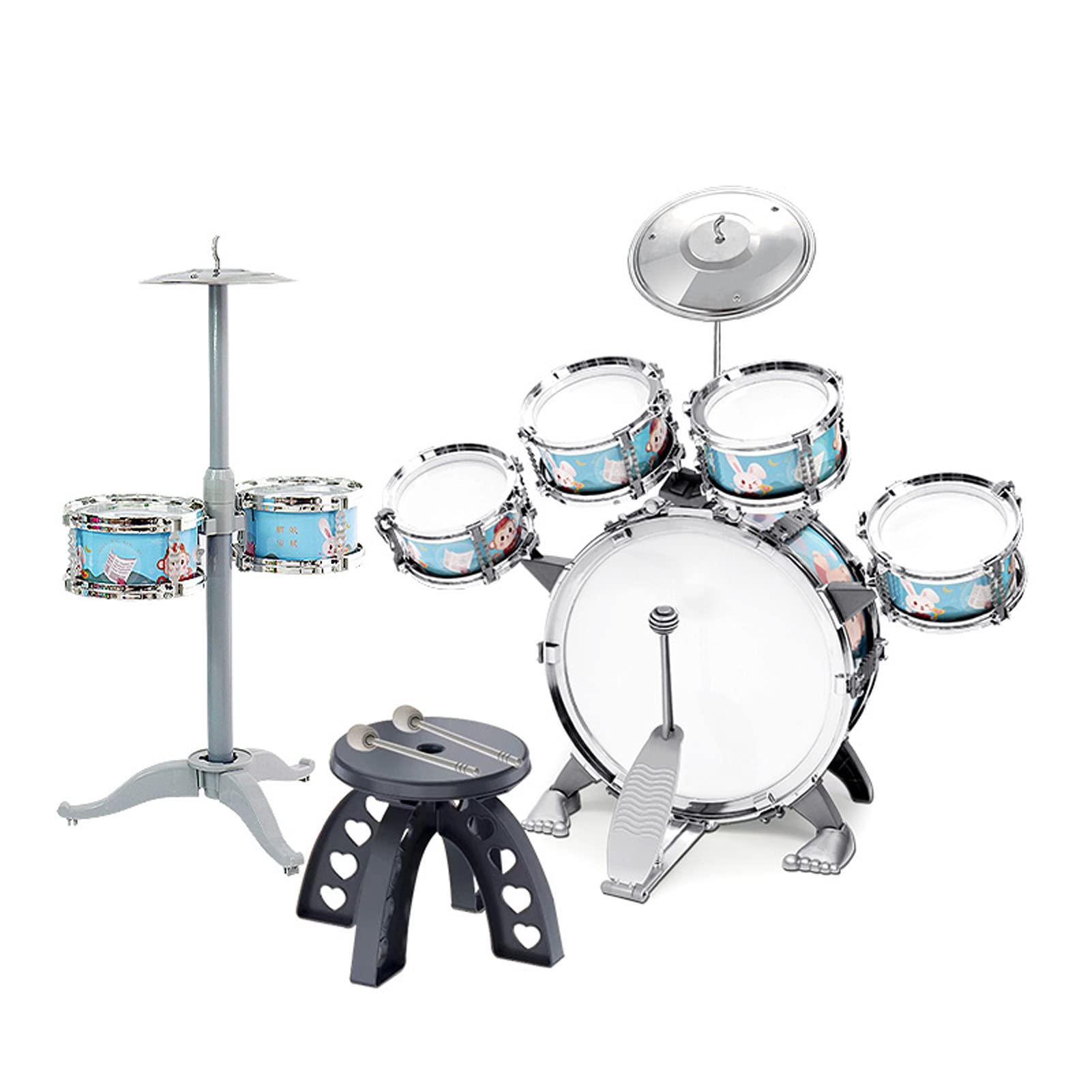 Strumenti Musicali Compatti per Bambini Set di Batteria Jazz Giocattolo Educativo Creativo per Bambini di età Superiore a 3 Anni