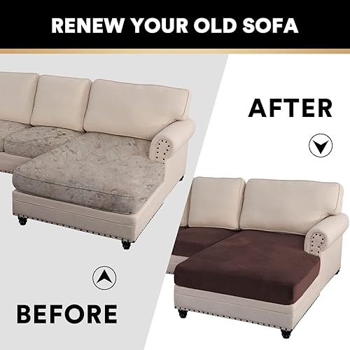 Miniatura 7 de PrinceDeco Fundas para sofá modular, 3 piezas, fundas de terciopelo para sofá, en forma de L, fundas de sofá suave para sofá seccional, funda de