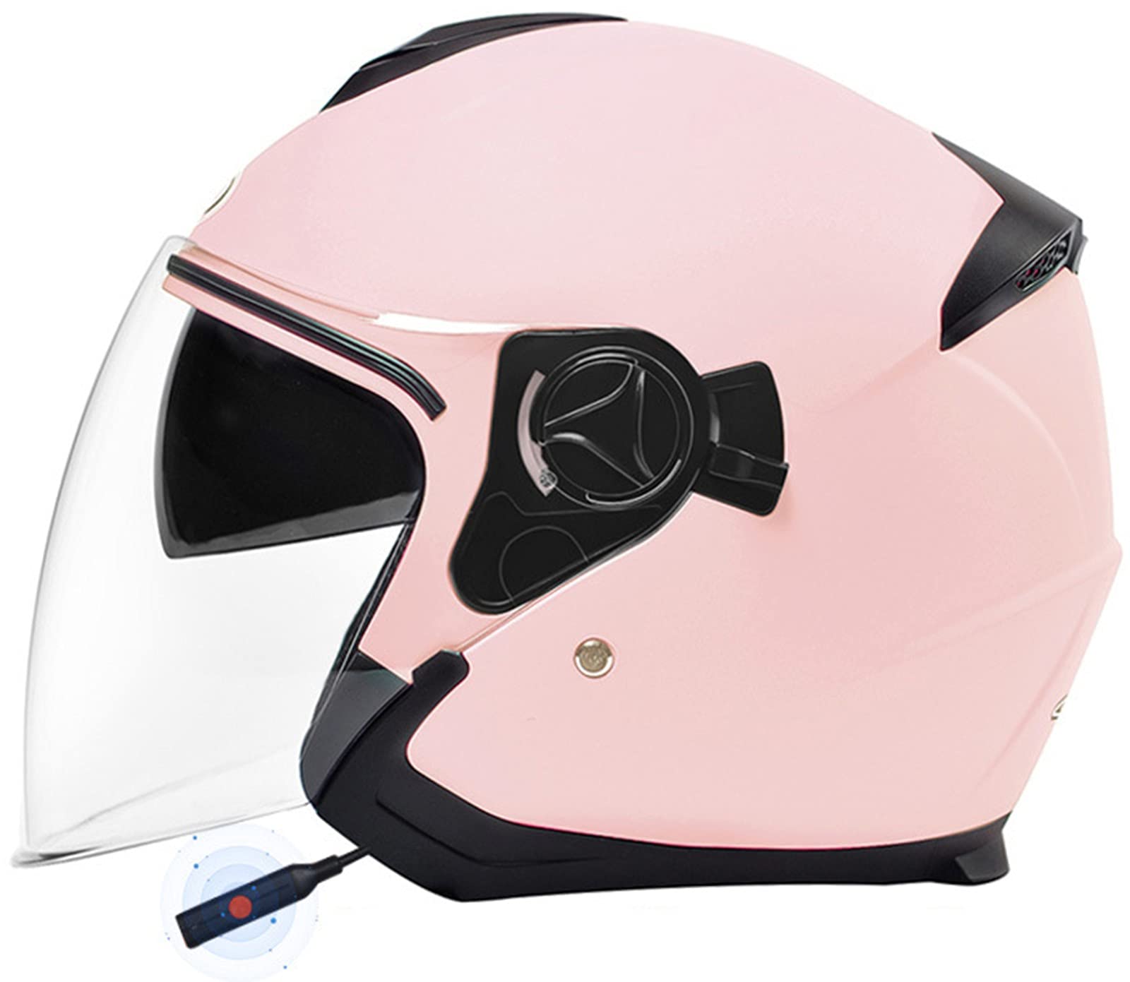Bluetooth Casco de Moto Retro Adultos Cascos de Moto Jet Casco de Seguridad Personalidad Medio Casco de Moto Vintage,para Street Bike Cruiser Chopper Motocicleta Casco