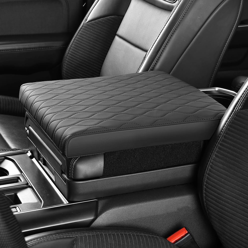 1P Fits F150 2021 2022 2023 2024 2025 Center Console Pad Leather Featuring Wear-Resistant,Waterproof,Stain-Resistant, Easy-to-Clean Odorless Matches Original car Style Armrest Box Pad
