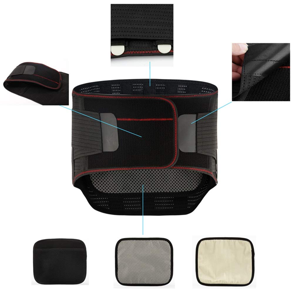 Soporte lumbar autocalentable con tres almohadillas extraíbles(Blue,Small)
