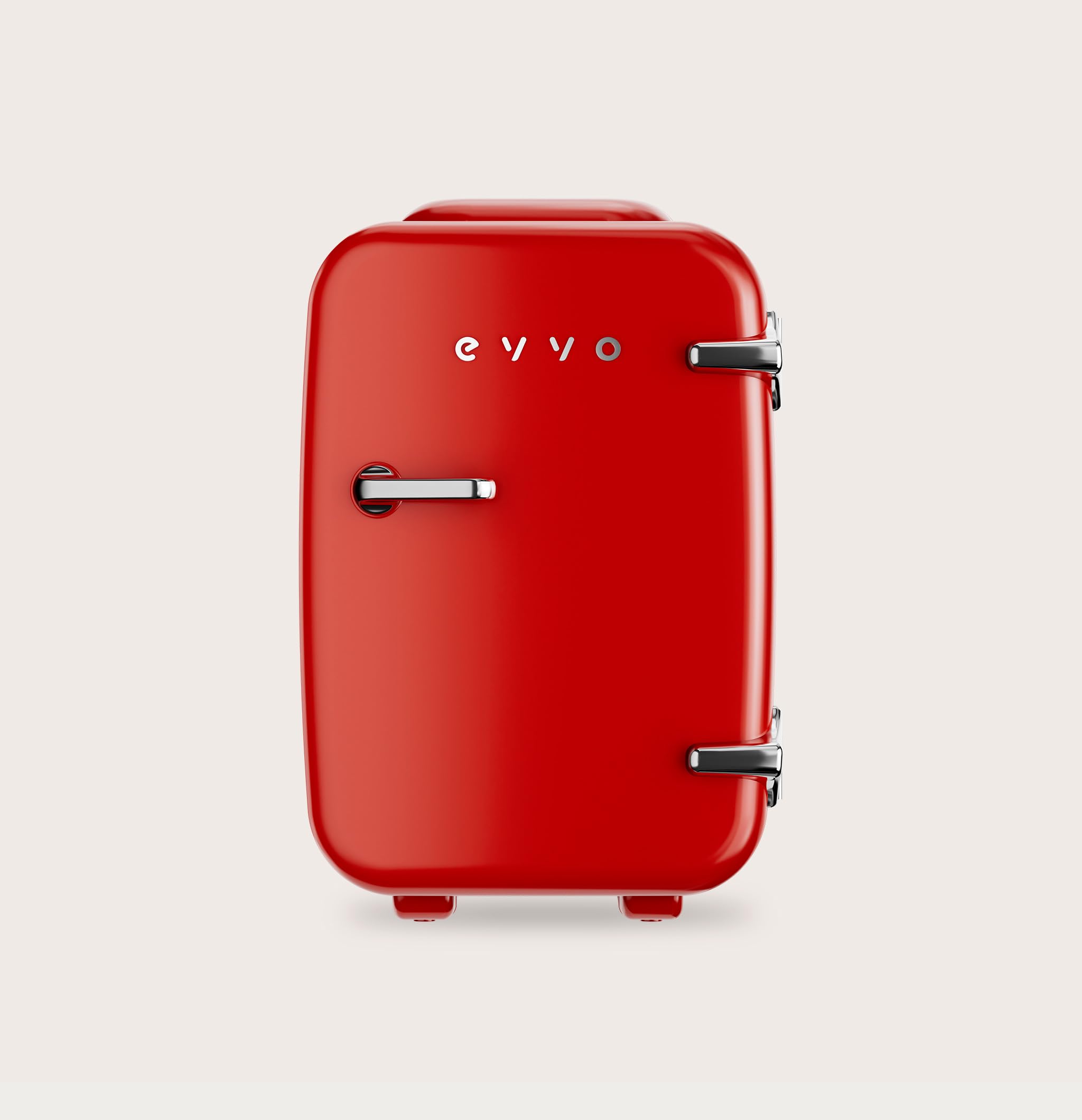 EVVO F4 Mini Frigorifero Retrò Rosso 4L - Mini Frigorifero per Creme, Trucco e Bellezza | Mini Frigorifero Portatile per Stanza, Ufficio e Auto | Funzione Fredda e Calore | Silenzioso | 12 V/220 V