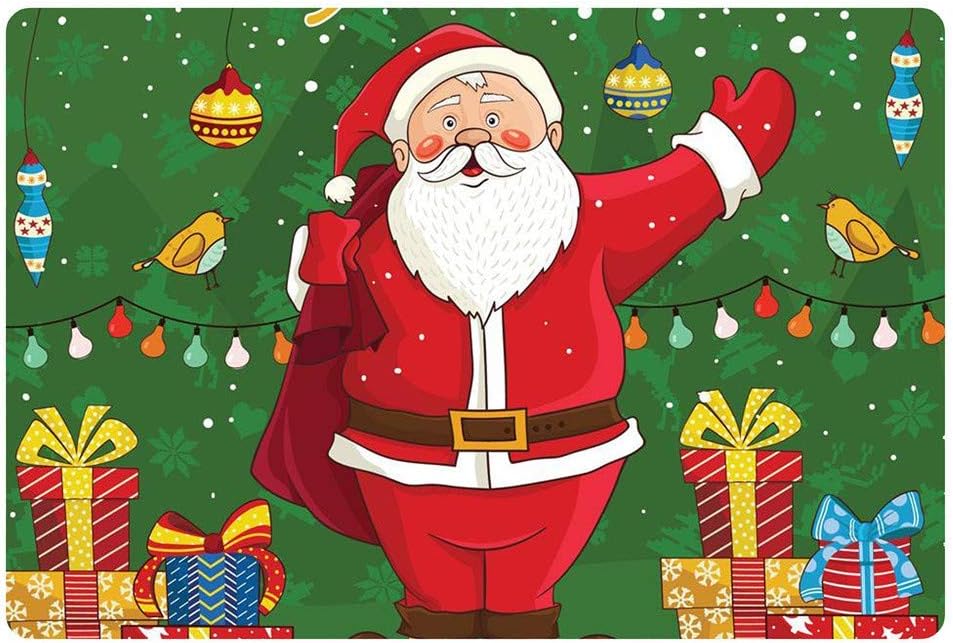 Bigcardesigns Merry Christmas Santa Jolly Present Doormat Decorative Indoor Mat Backing Non-Slip Front Door Mat