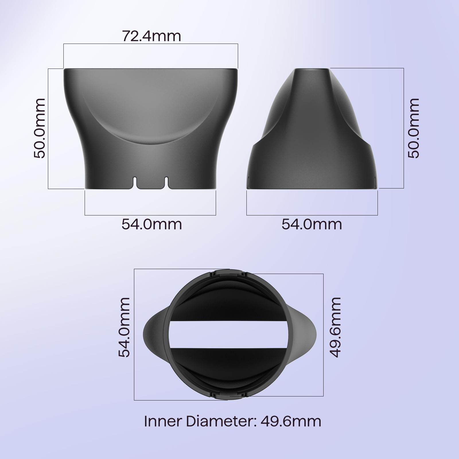 Boquilla concentradora gris, compatible con secador de pelo iónico soplado  (se adapta a 1.953 in de diámetro interior) 2