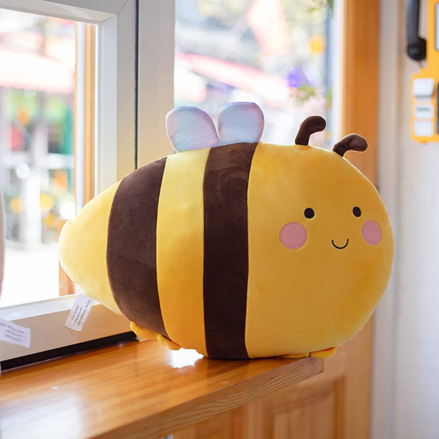 TONGSONG Cute Plush Bee Stuffed Animal Honeybee Pillow Kawaii Soft Bumble Bee Gift for Kids Home Decor, Yellow, 50cm - Image 2