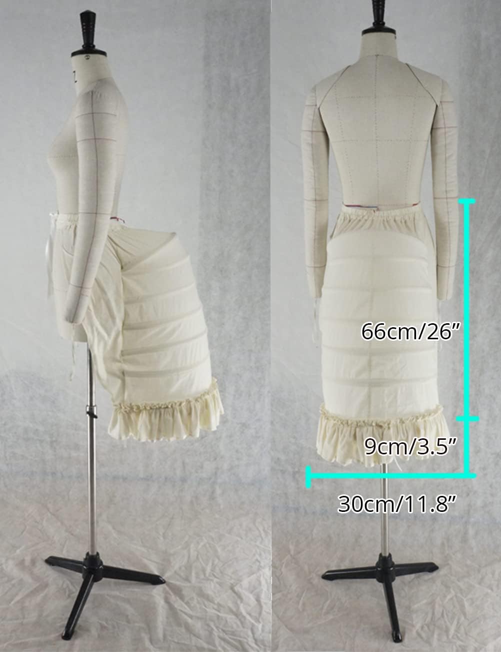 MYAYD Women 18th Basil Skirt Back Petticoat Pannier Bustle Hoop Six Layer Under Skirt Victorian Crinoline for party ball