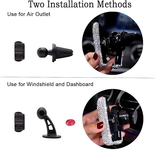 Miniatura 5 de SUNCARACCL Bling - Soporte para teléfono de automóvil mini ventilación de aire soporte automático universal de 360 ajustable soporte de auto soporte
