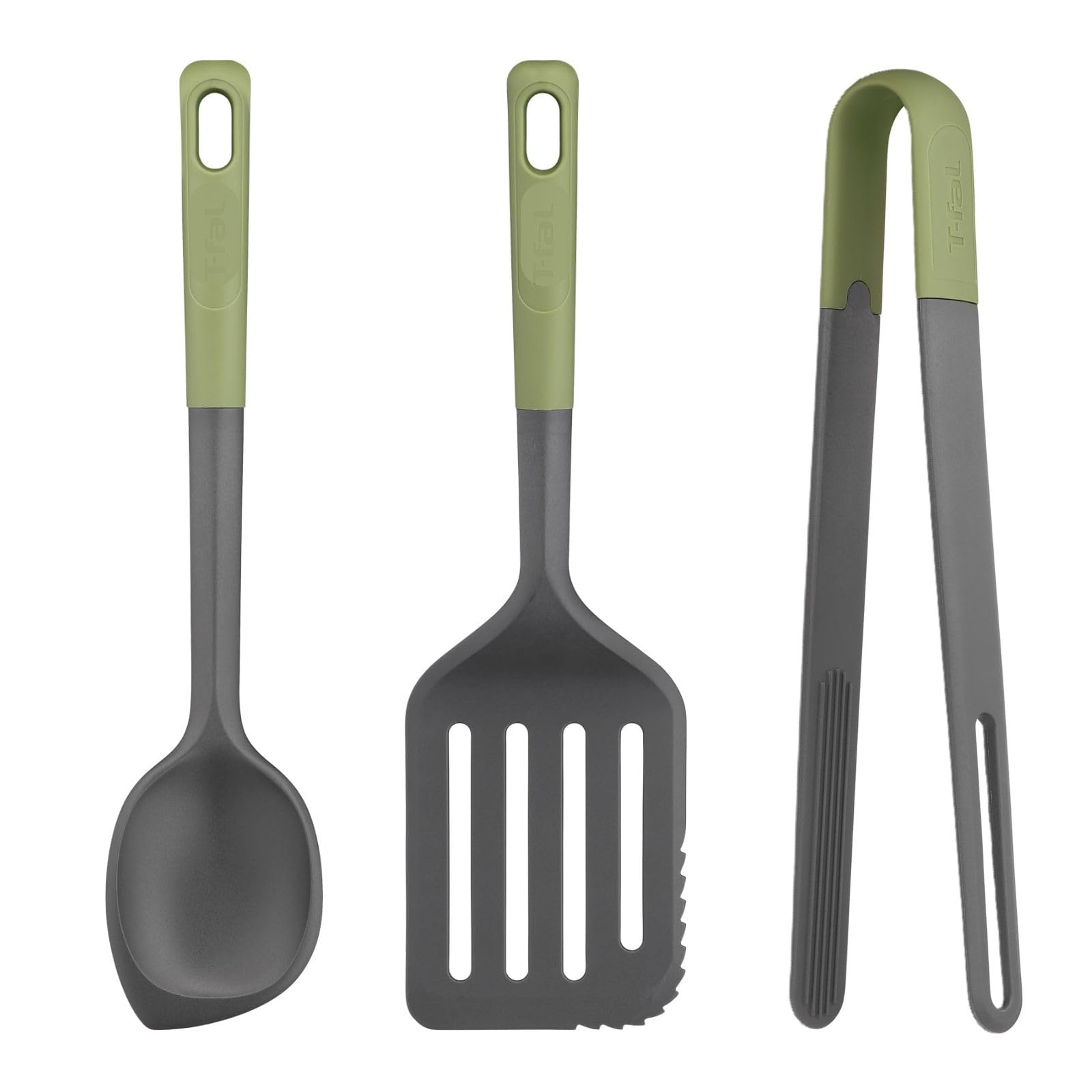 Tiffal Official Kitchen Tool Set of 3 (Terner, Spoon, Tongs), Essential 2-in-1 Series, Dishwasher Safe, Heat Resistant, Cookware Set, Gift, New Life, Housewarming Gift