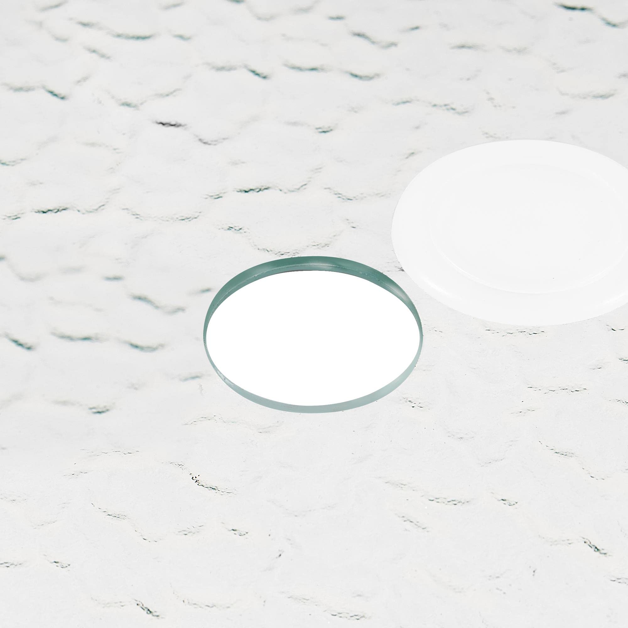 Abician Table de Jardin en Verre Trempé Table d’extérieur Ronde avec Cadre en Métal Trou pour Parasol Table à Manger 70 cm de Diamètre pour Bistro Terrasse Véranda Balcon Patio Piscine