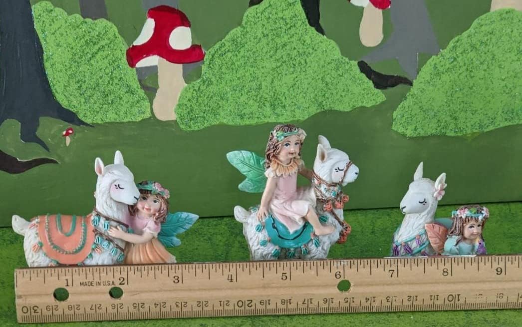 Fairy with Llama Set of 3 - Very Detailed for Miniature Fairy Garden Gnome Garden Resin