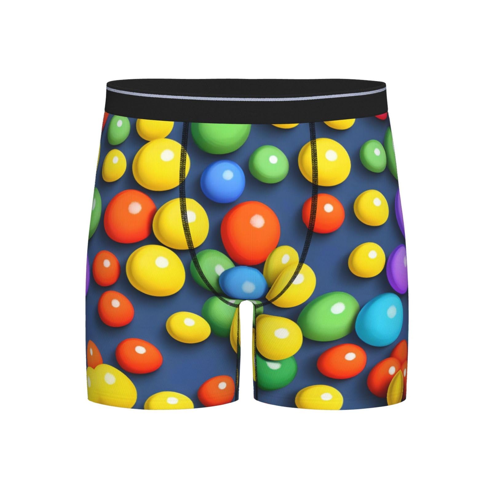 Wbqlsl Men's Black Colorful Balls Printed Boxer Briefs, Breathable, Quick-Drying, Seamless Briefs, M