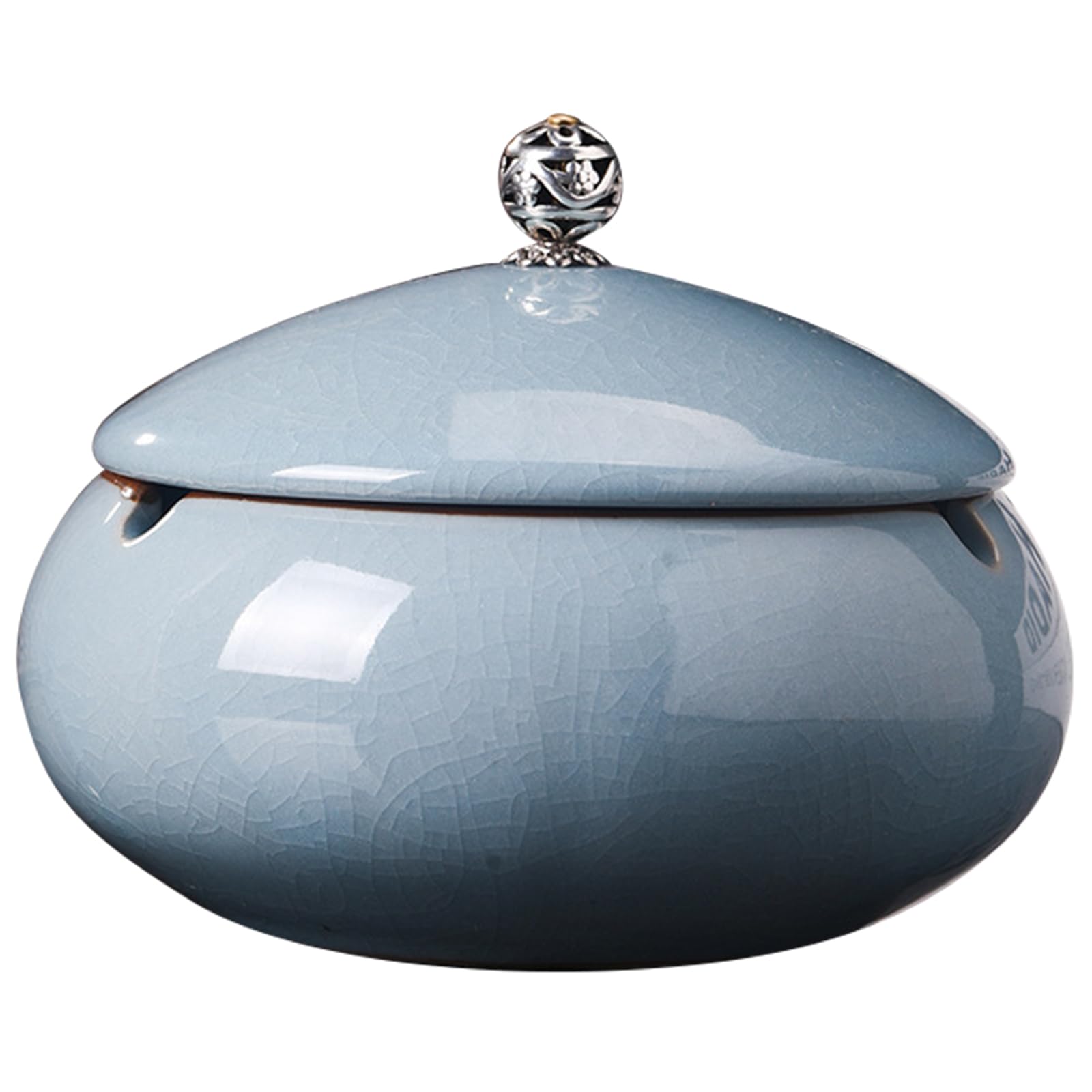 Handmade Ceramic Ashtra with Lids Windproof Ashtray Desktop Ash Tray Gray