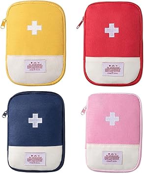 JJLFresheners 4Pcs Empty Travel Mini First Aid Pouch, Portable Outdoor First Aid Medical Rescue Bag Multi-Function Emergency Medicine Storage Organizer Bag Health and Household Supplies Small
