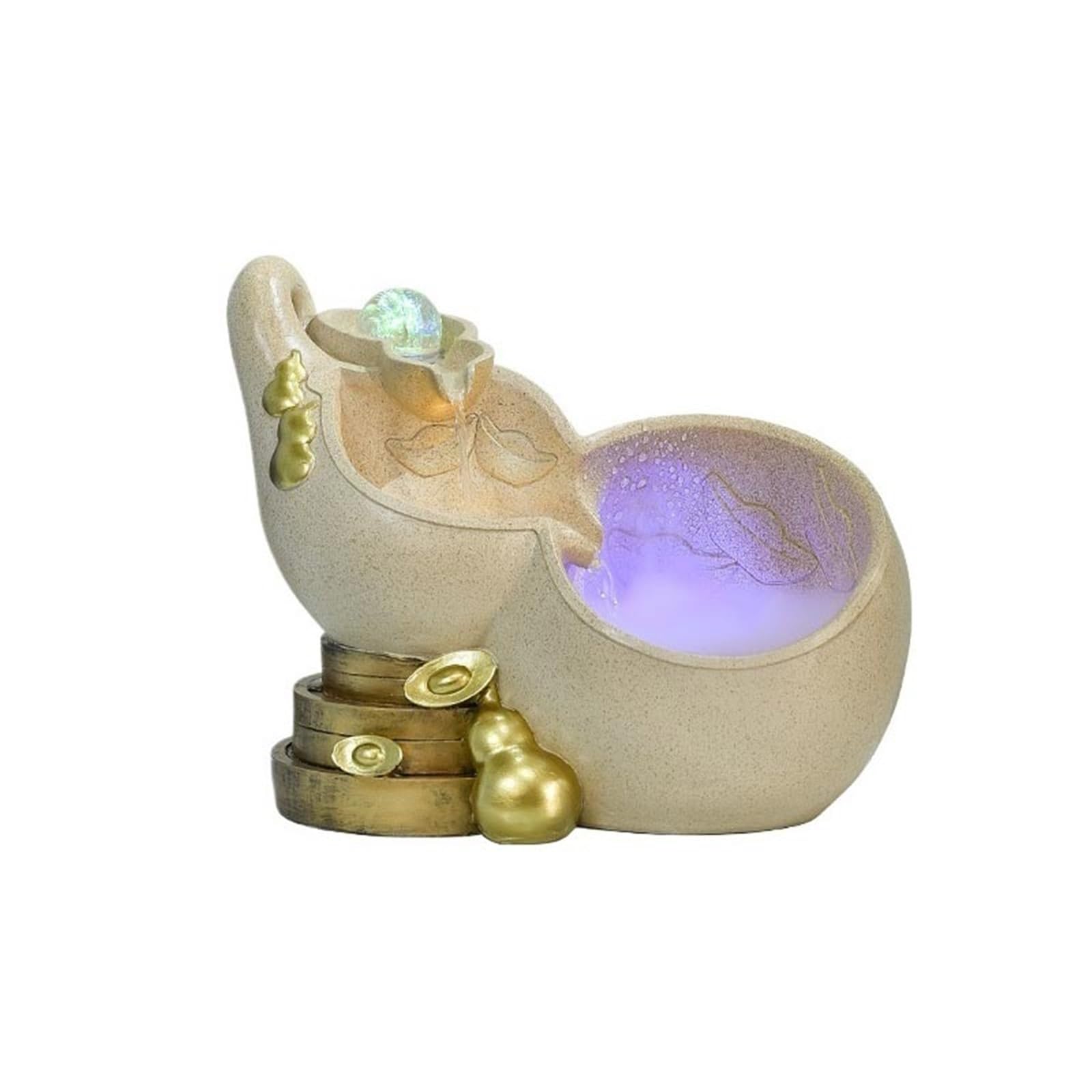 water feature Tabletop Fountain Resin Waterfall Fountains Water Feature Feng Shui Meditation Desktop(Beige)