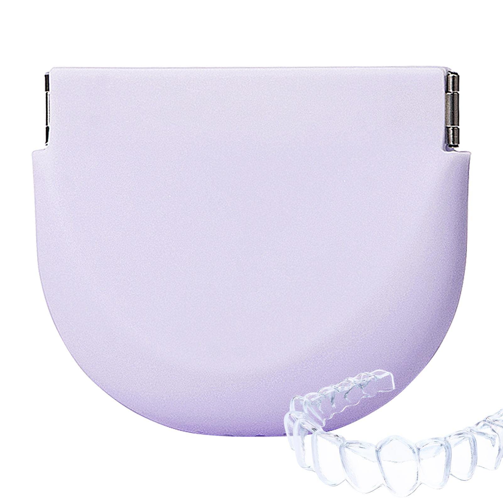Rianpesn Lavender Retainer Case - Cleaning Retainer Case Food Grade Silicone Denture Holder,Portable Partial Denture Case With Vent Holes For Dentures, Artificial Teeth, Retainers