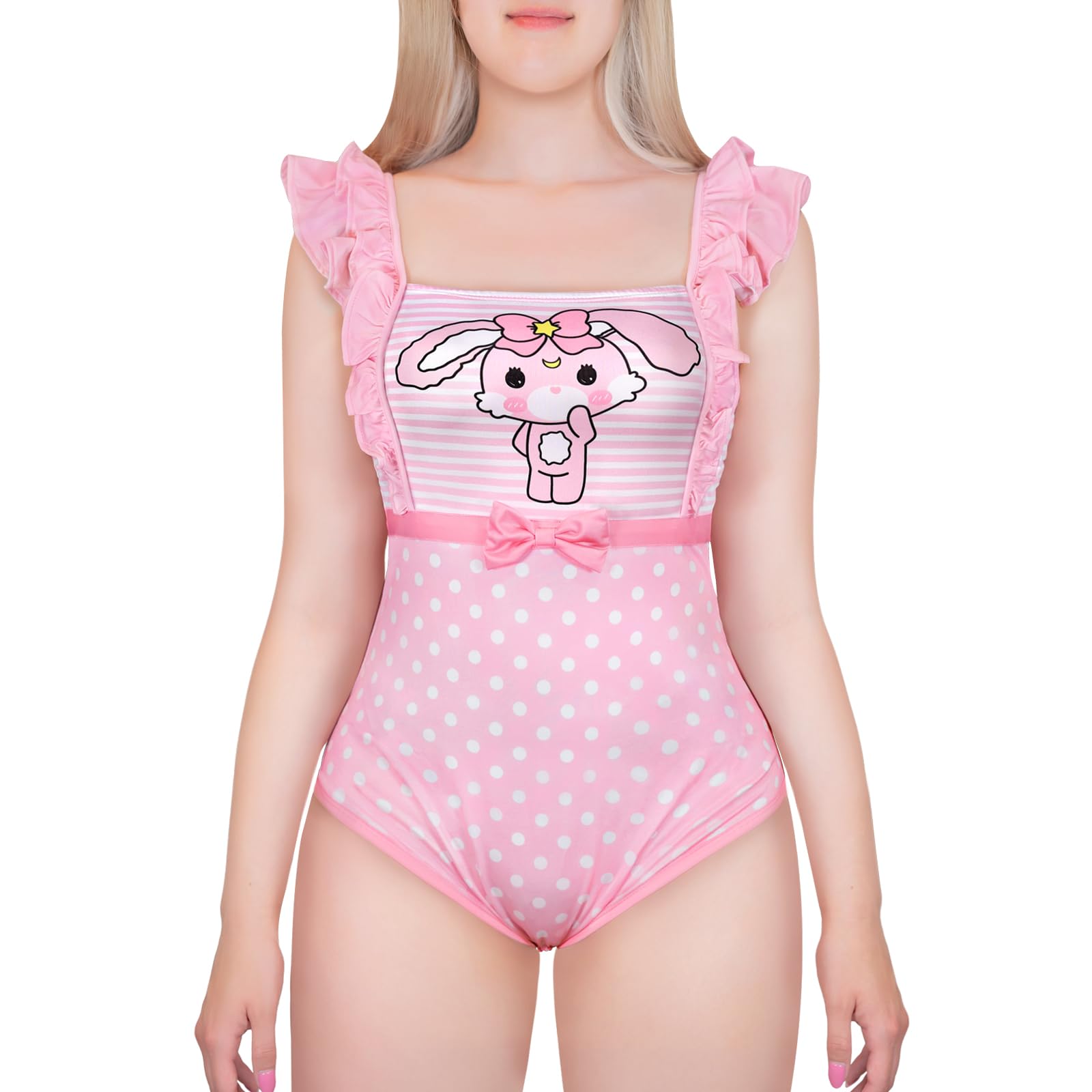 LittleForBig Śpioszki Onesie jedwabiste, marszczone paski, piżama, body - Usagi Camisole Onesie