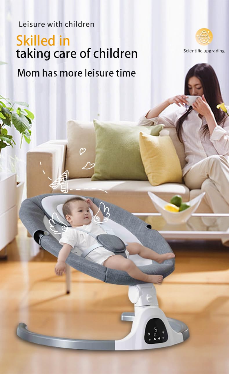 GLOKID Transat balancelle jusqu’à 9 kg, pliable, télécommande et Bluetooth pour smartphone, alimentation secteur, harnais de sécurité 5 points, pare-soleil, moustiquaire. (Rose)