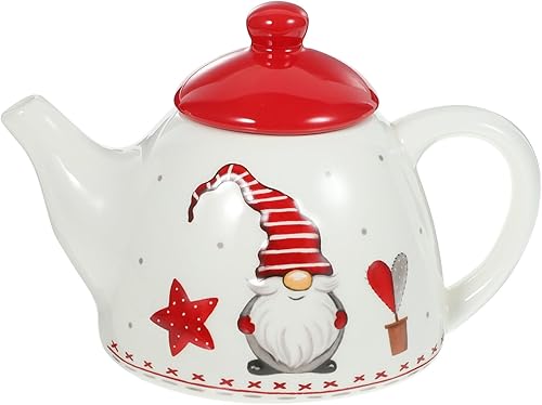 HEMOTON Tetera de porcelana de cerámica de Navidad, tetera infusora de té de Papá Noel, para técafélechemujeresoficinahogarregalo 16.9 fl oz17OZ