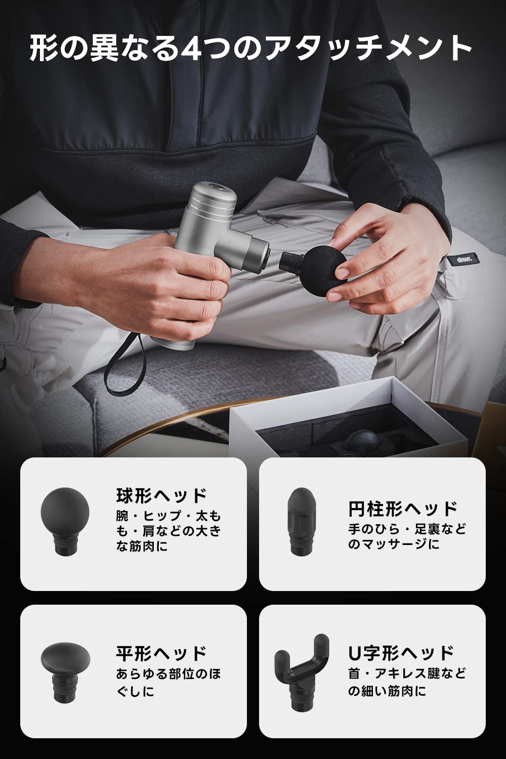 Amazon | Litheli 筋膜リリースガン 着脱可能 バッテリー Type-C充電 