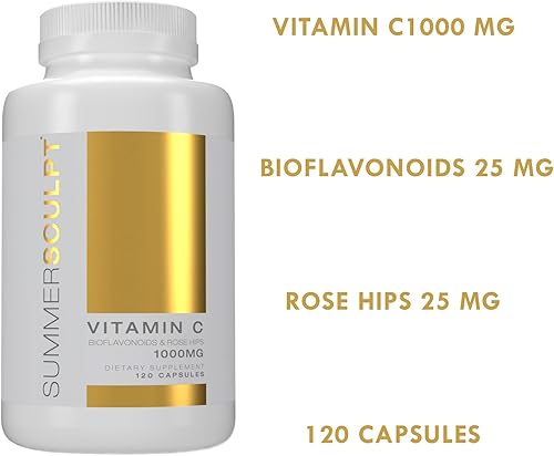 Miniatura 4 de Vitamina C 1000 mg de apoyo inmunológico diario con Rose HIPS y bioflavonoides cítricos Piel y articulaciones saludables tamponadas sin OMG no