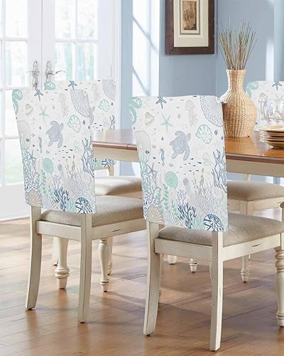 Vista 37 de Fundas para sillas de Navidad de muñeco de nieve rojo, 4 piezas, fundas para respaldo de sillas de comedor, fundas protectoras de silla de árbol