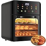 WEIMILOR Heißluftfritteuse 10 L 1350W, Großer Heißluftbackofen XXL,Multifunktionale Konvektions Heißluft Ofen Backofensteuerung, 100℃-230℃ Temp & de 60 Mins Timer, 7 Zubehör,Ölfrei Kochen