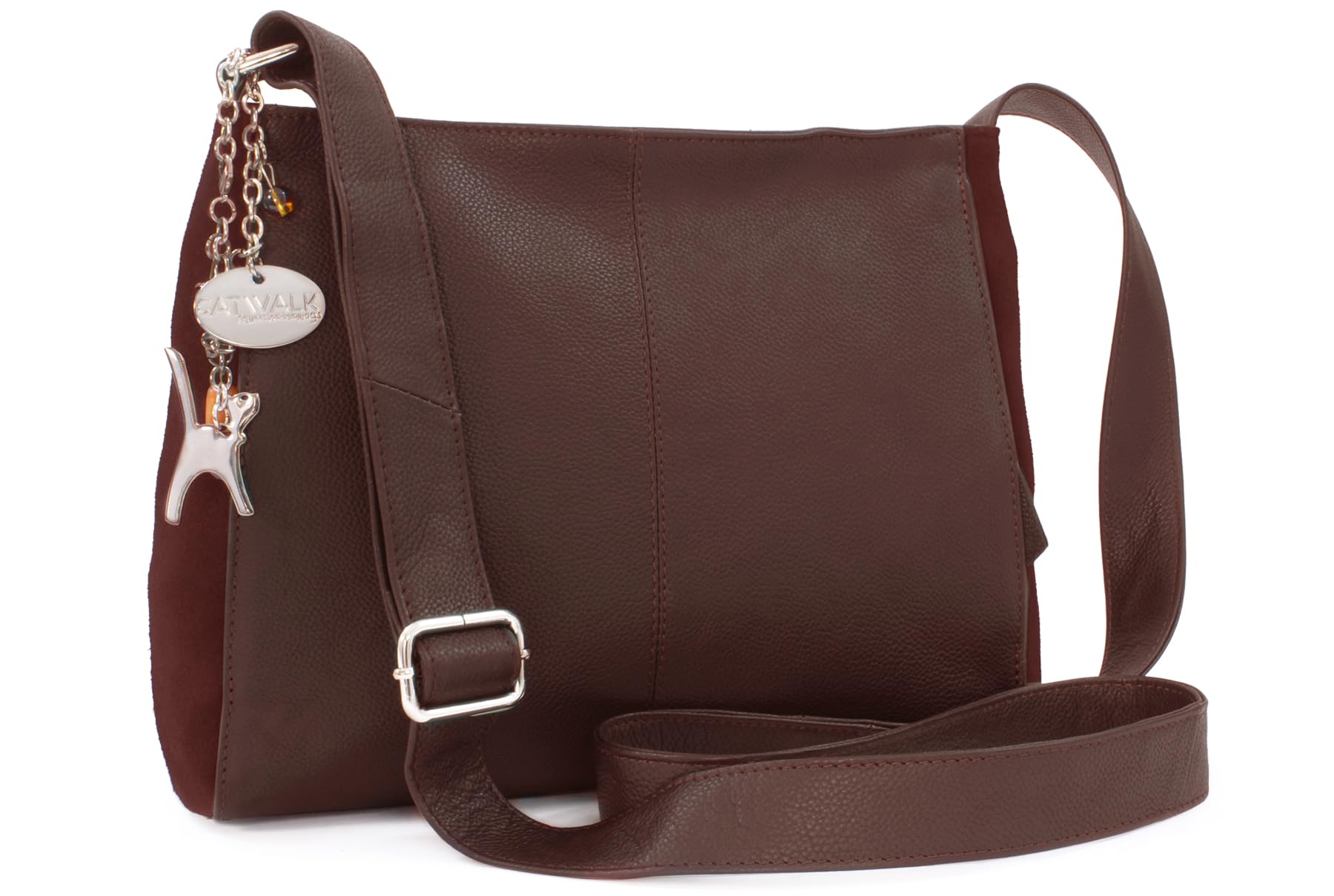 Catwalk Collection Handbags - Borsa a Tracolla Media in Pelle e Camoscio - Borsa a Mano Donna - Formato A5 - Charlotte