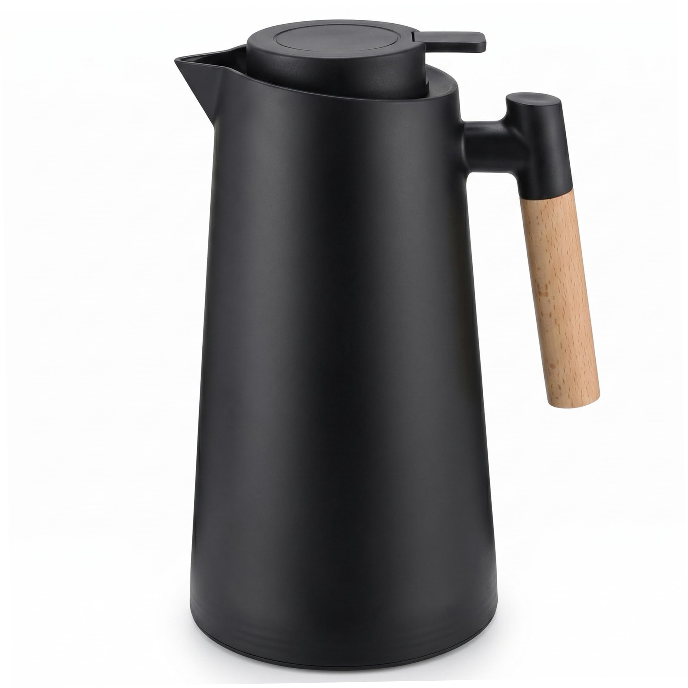 Carafe à café avec poignée en bois et isolation thermique premium