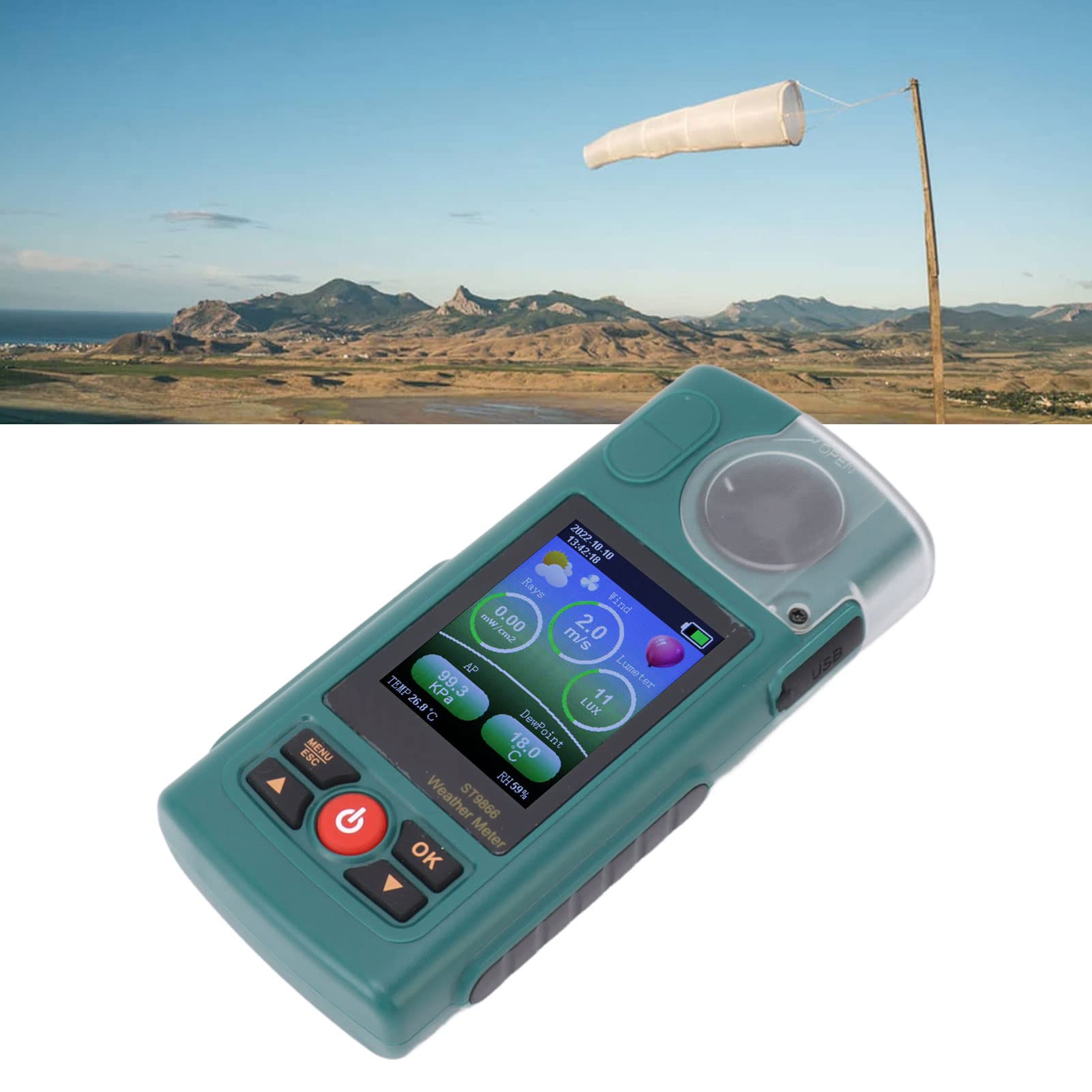 Digital Wind Speed Meter Gauge Wind Speed CFM Meter for Meteorology Drone Sailboats Surfing Handheld Weather Meter Measuring Tool