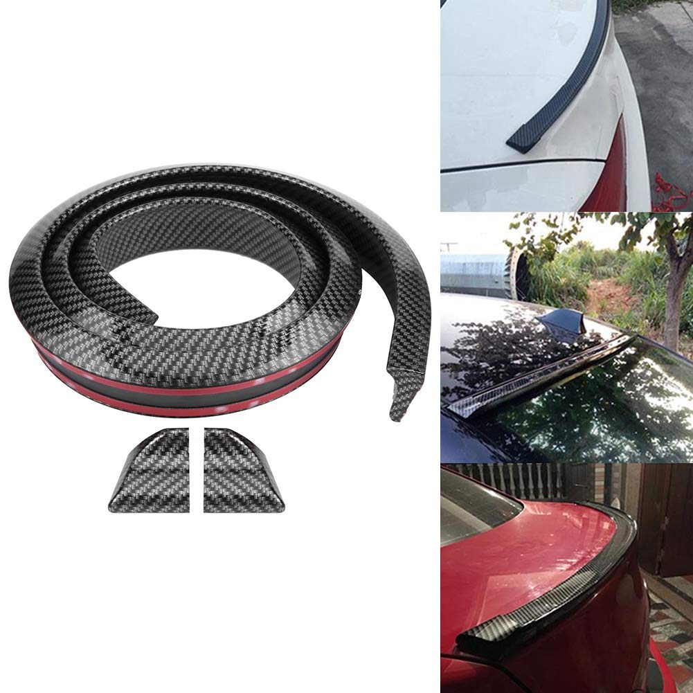 Spoiler Coffre Arrière Universel En Fibre De Carbone Caoutchouc Souple - 1,6 M De Long - Protection Et Décoration Voiture - 2