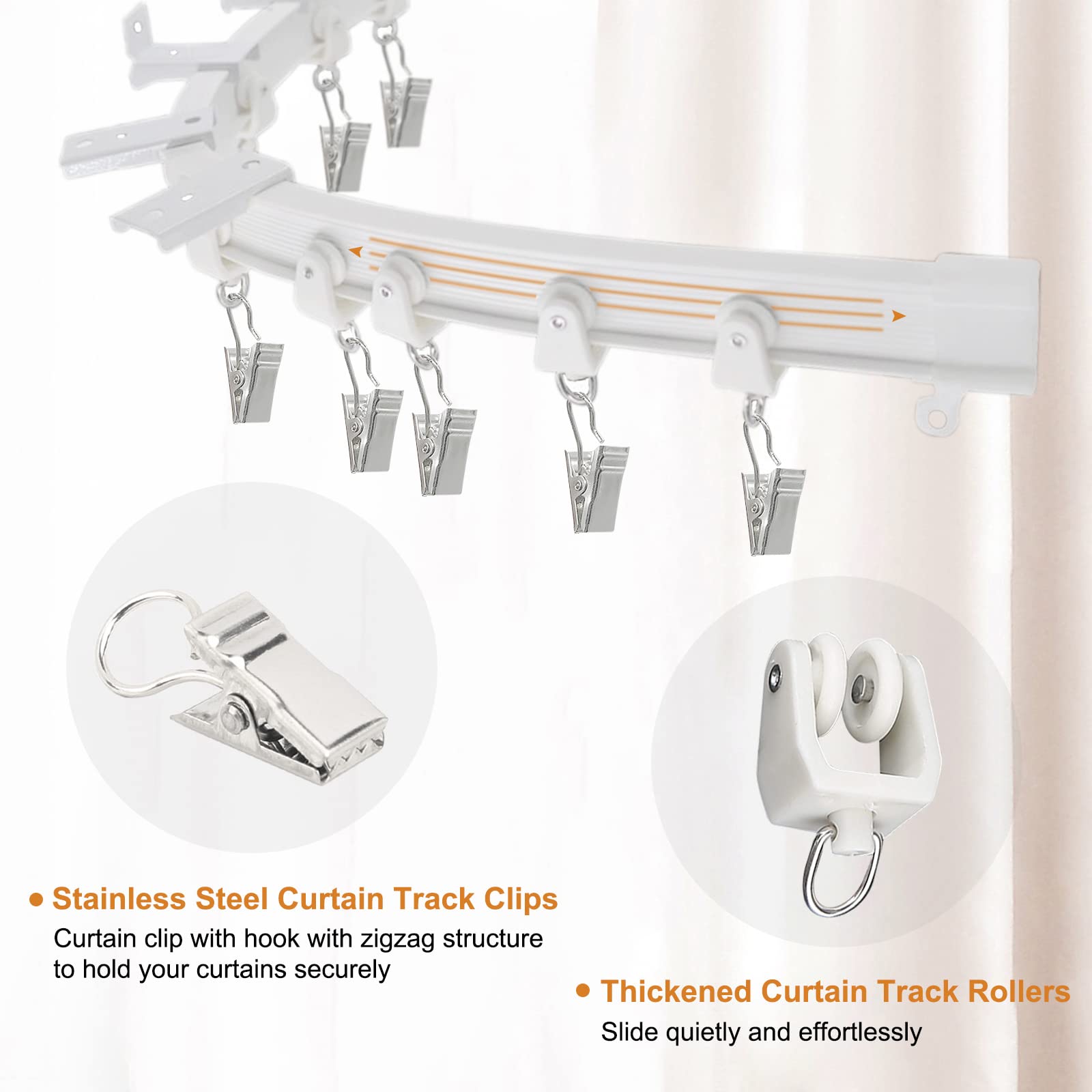 Ceiling Curtain Track, Flexible Bendable Curtain Track 20 Ft, Curved Ceiling Track for Curtain Rail Ceiling Wall Mount Curtain Sliding Track System Set for RV, Bay Window