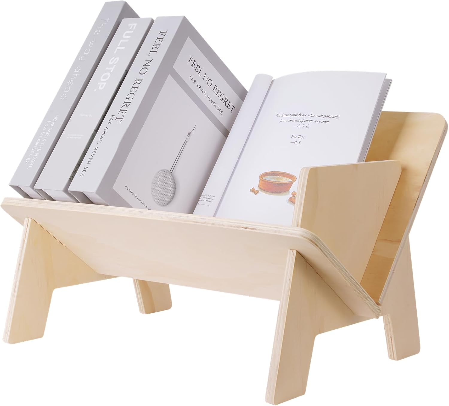 yeesport Wooden Desktop Bookshelf, Simple Tilted Tabletop