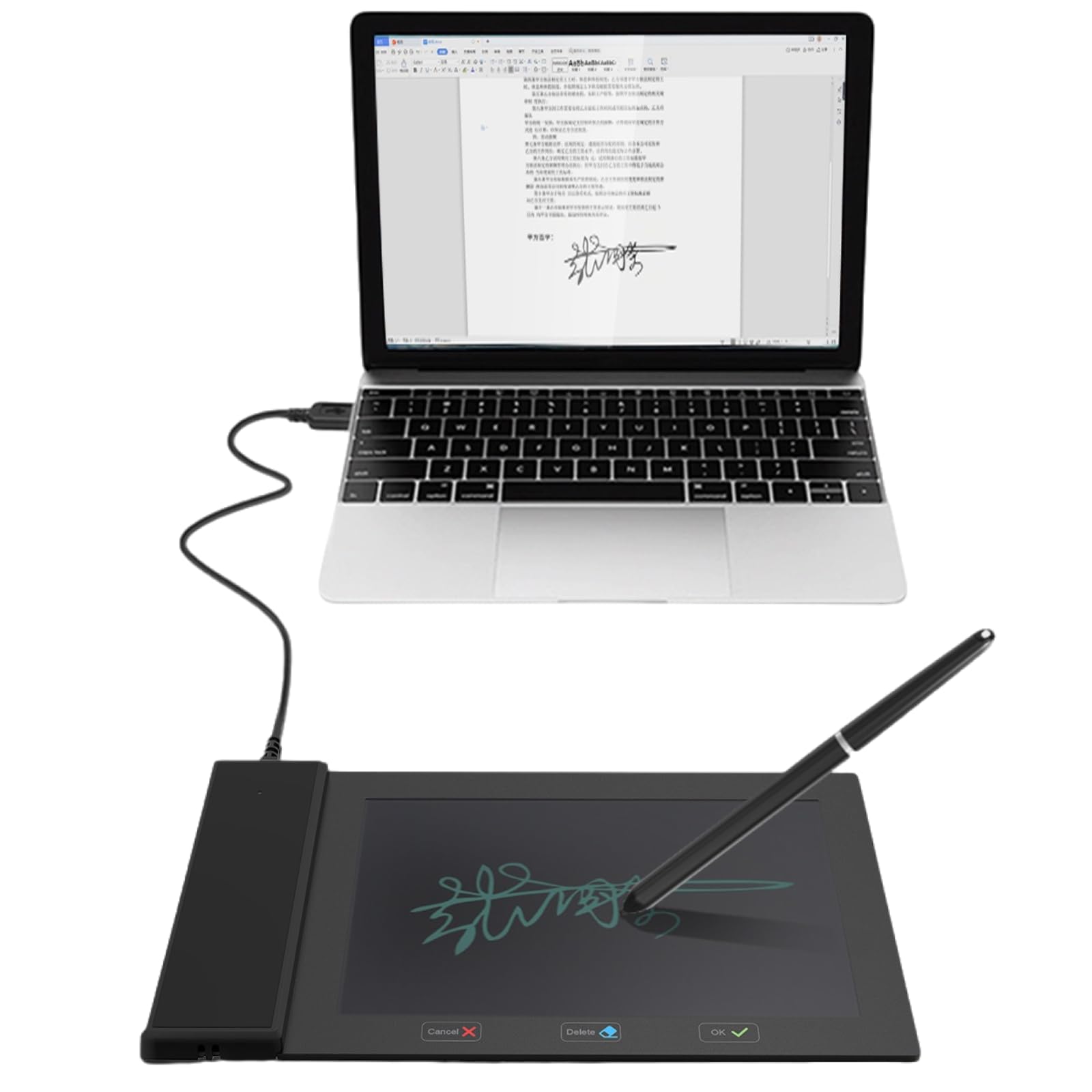 Signature Pad for Work - Tableta de 6 x 4 pulgadas con lápiz capacitivo sin batería para Mac, Windows y Chromebook