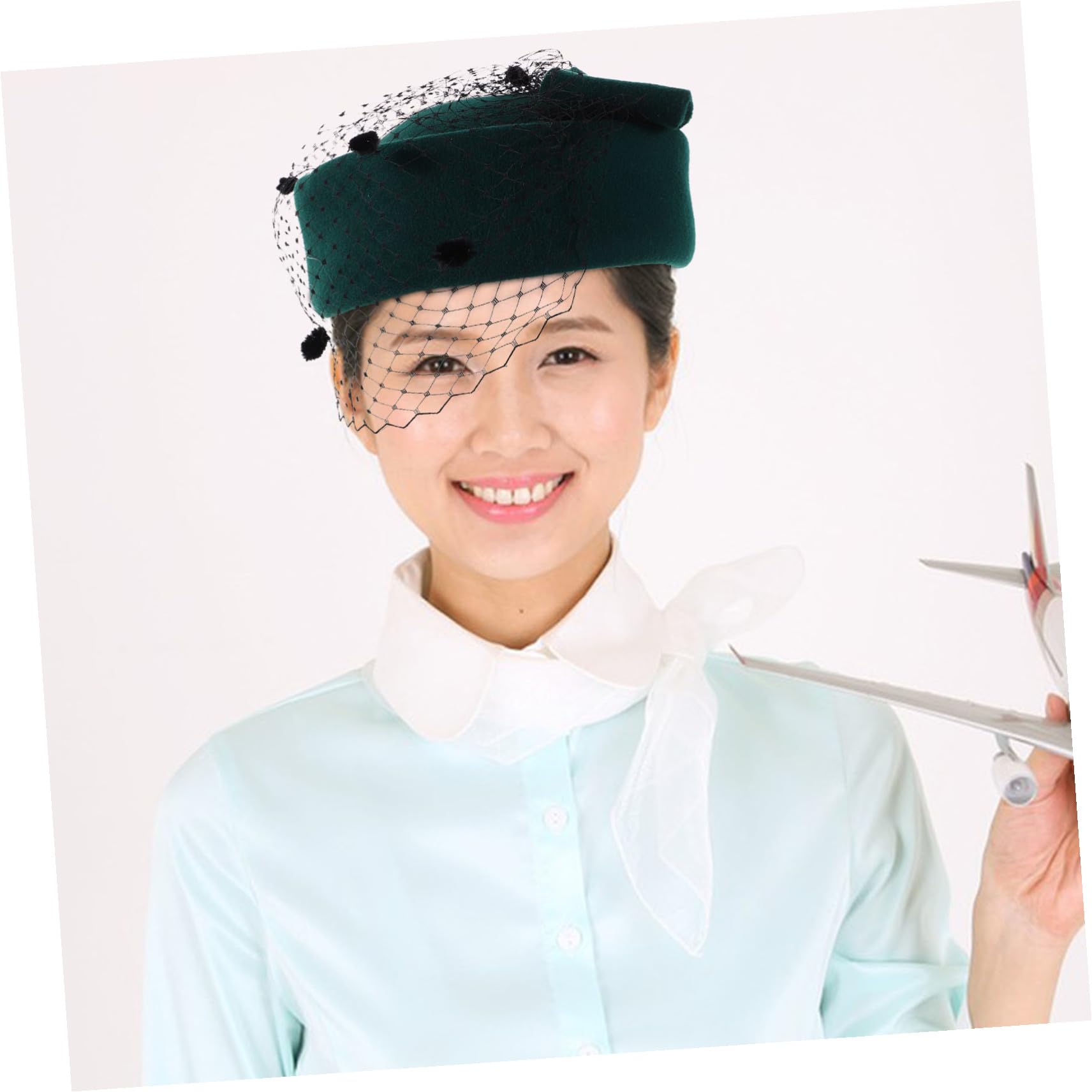 Garneck Basco da Donna in Lana con Fiocco e Velo, Cappello Fascinator Stile Britannico per Matrimonio, Cocktail e Cerimonie Invernali, Accessorio Elegante per Tea Party e Cosplay