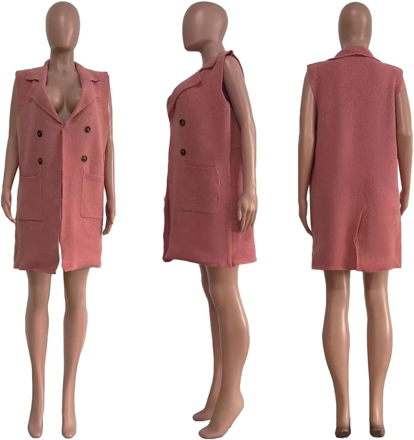 IyMoo Women's Casual Sleeveless Long Sweater Vest Open Front Knit Cardigan Waistcoat with Pockets - Image 5