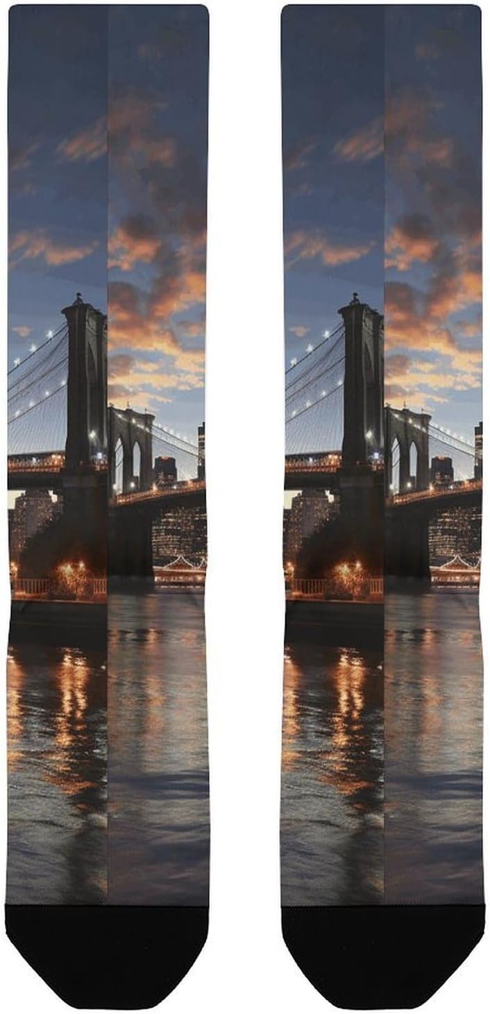 New York Bridge Knee High Soccer Socks Moisture Wicking