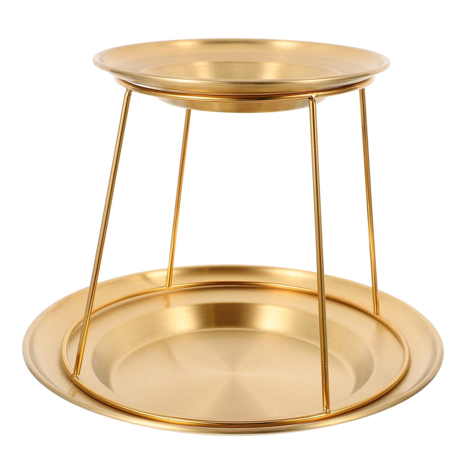 Cabilock 17cm Double Layer Seafood Tray Stainless Steel Cupcake Stand Metal Pizza Pan Salad Plates Oyster Tower Perfect for Buffet Display