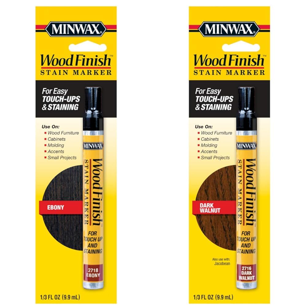 MinwaxEbony Wood Stain Marker & Dark Walnut Stain Marker Wood Finish Touch-Up Pen Set