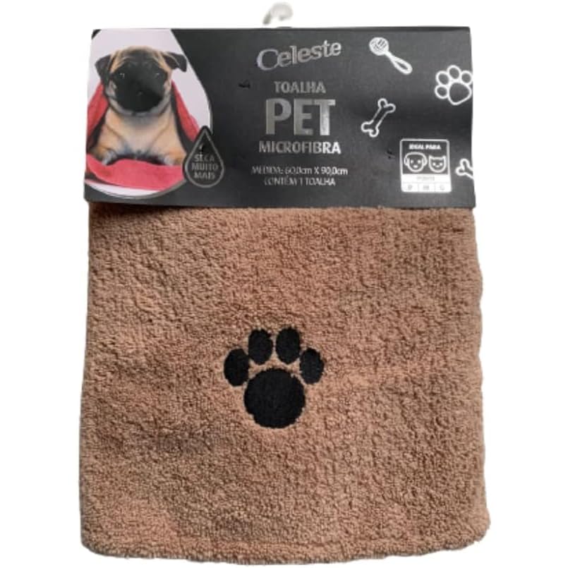 Toalha Grande Pet Banho Microfibra Cães Gato Alta Secagem (bege)