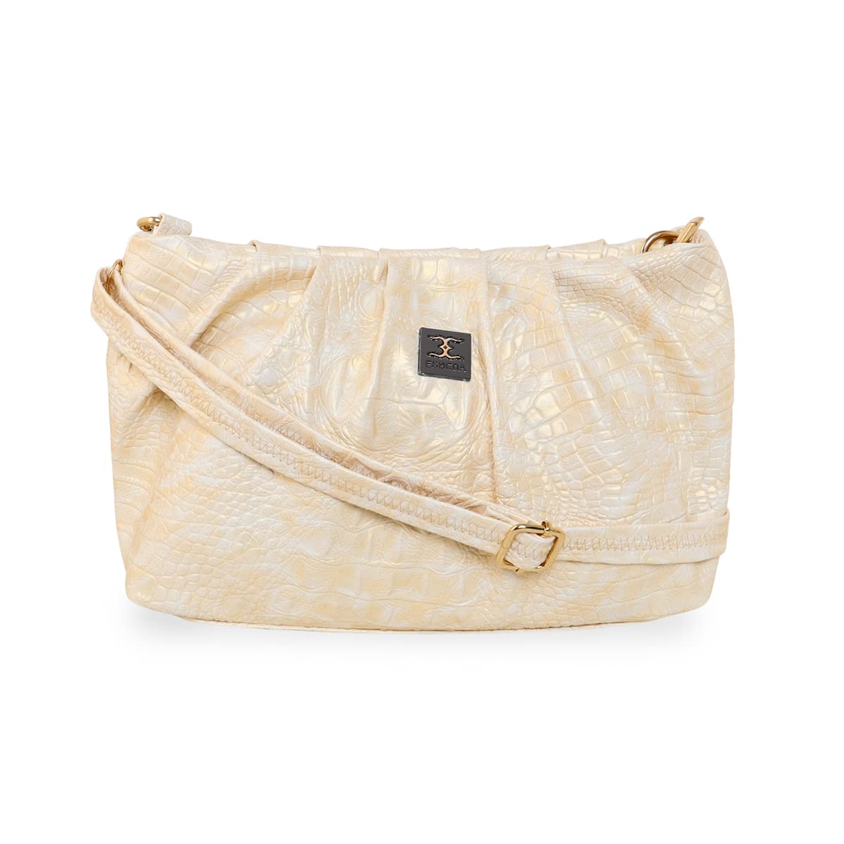 ESBEDA Gold white Color Croco Texture Curly Sling Bag For Women (B0BYS6FW8V) Amazon Price History, Amazon Price Tracker