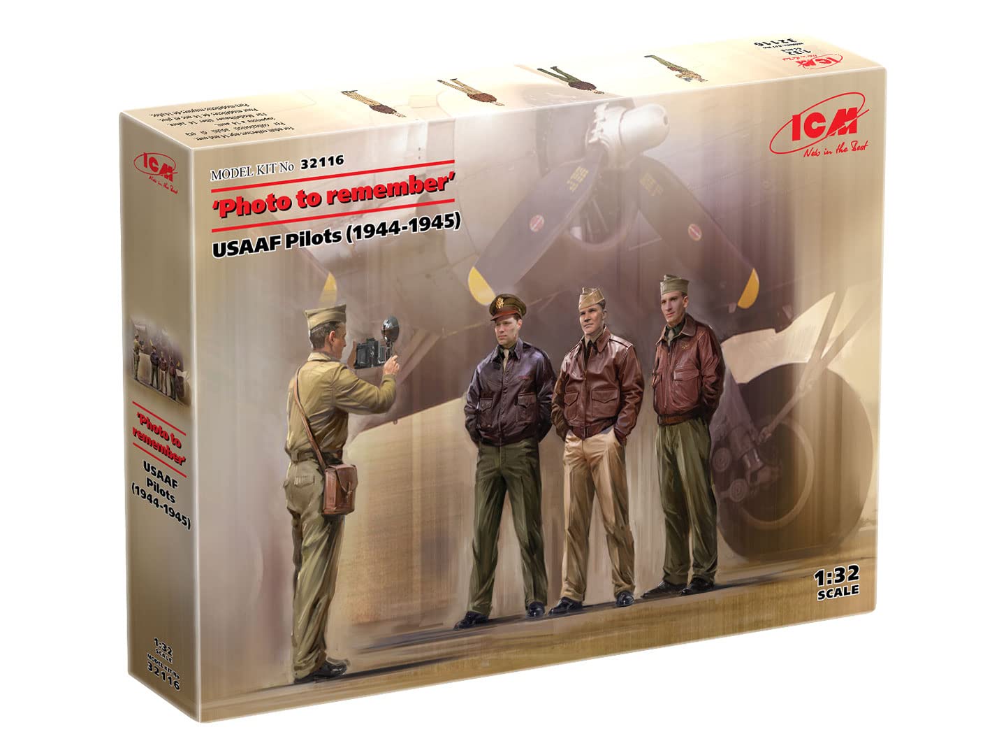 ICM 32116 Plastic Military Figure Models Photo to Remember', USAAF Pilots (1944-1945) - Scale 1:32