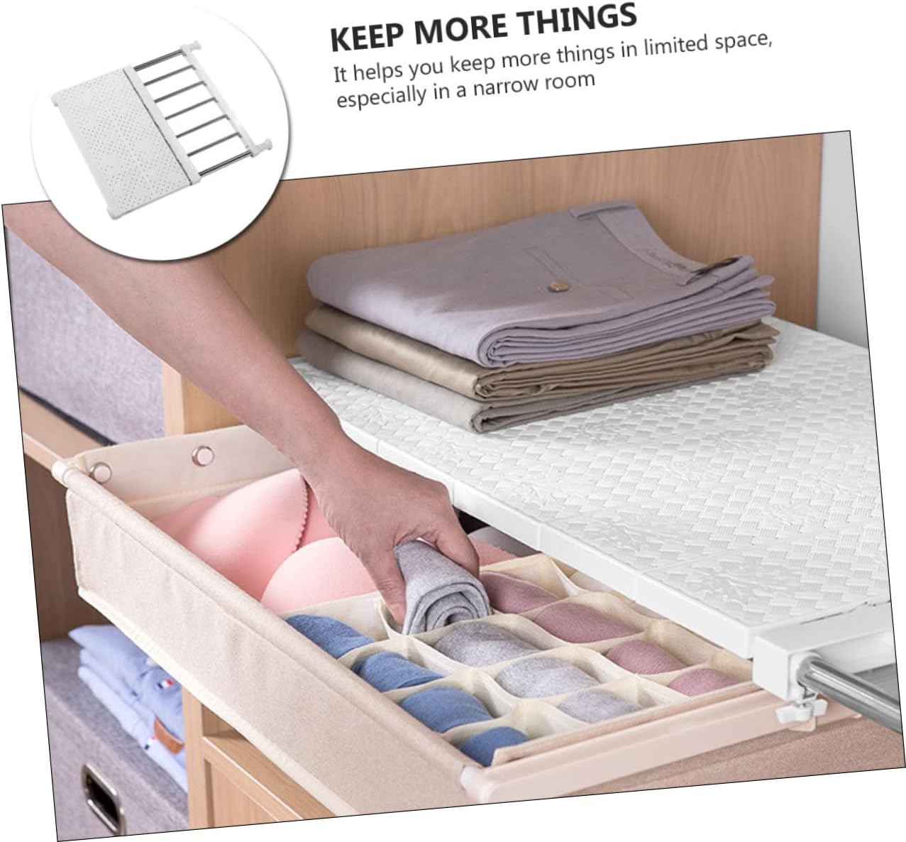 Closet Racks and Shelving Wardrobe Shelf Divider Storage Rack Abs High-Carbon Steel Space-Saving Design