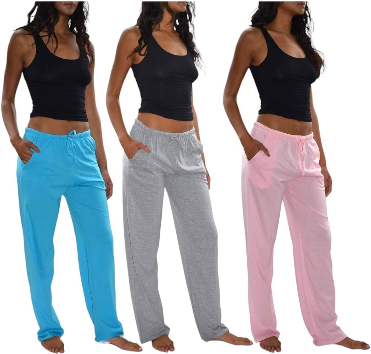 Women's Soft Flex-100% Cotton Knit Pajama Pants | Lounge - Sleep Bottoms | Multi Packs