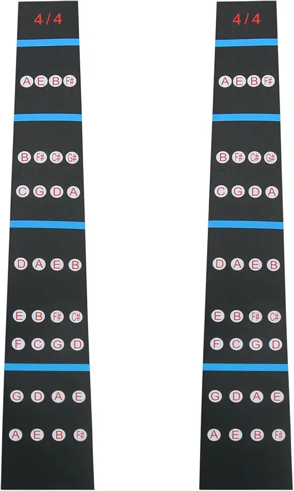 Guia de dedo de violino E-outstanding 2 peças 4/4 para prática de violino adesivo guia de dedo de violino, adesivo de braço de violino, marcador de braço de violino, marcador de braço de violino